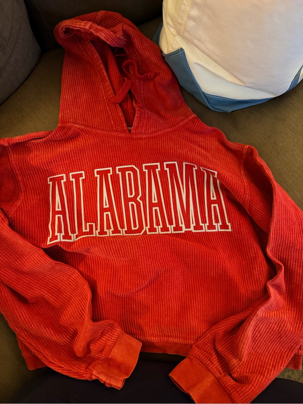 Pressbox Red Corduroy Alabama Hooded Sweatshirt